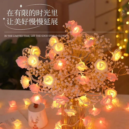 LED light string decoration rose color atmosphere light star