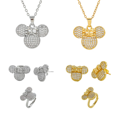 Titanium Steel Cute Mouse Jewelry Set