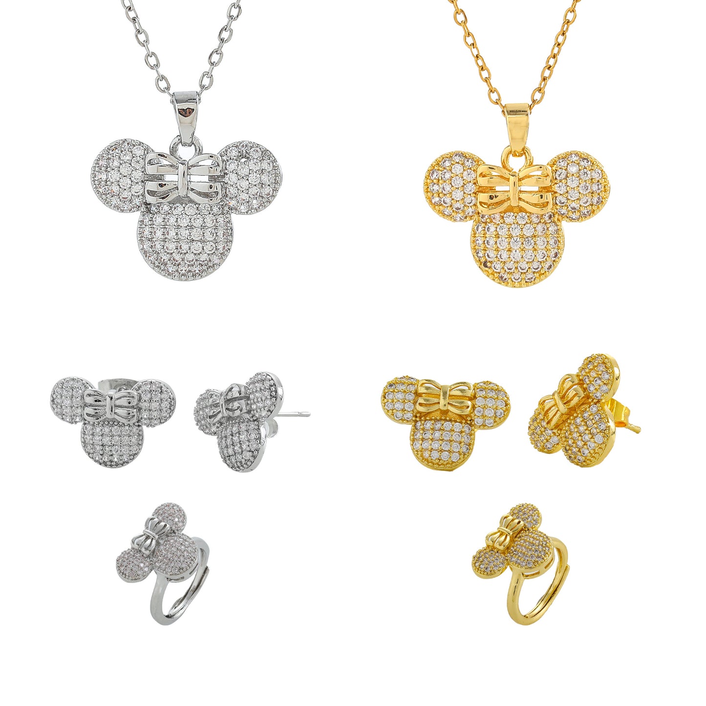 Titanium Steel Cute Mouse Jewelry Set