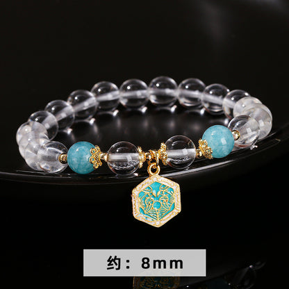 High imitation white crystal round bead bracelet