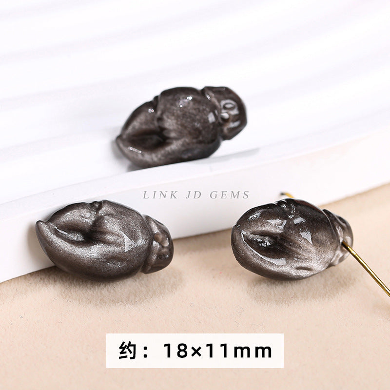 Wholesale of natural silver obsidian carving pendants