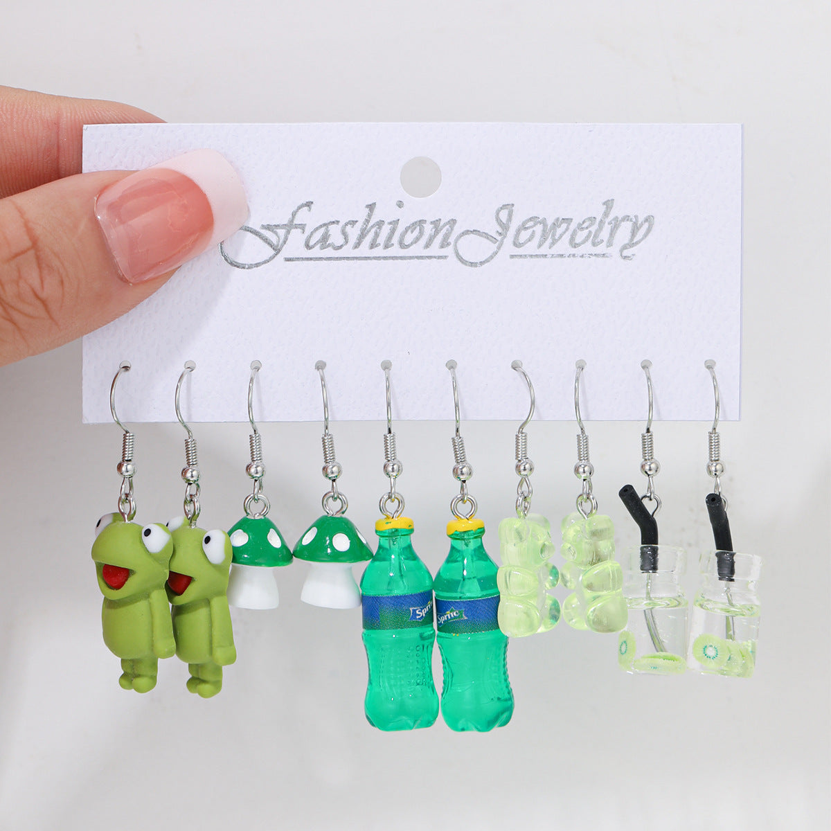 Colorful acrylic earrings set 5 pieces