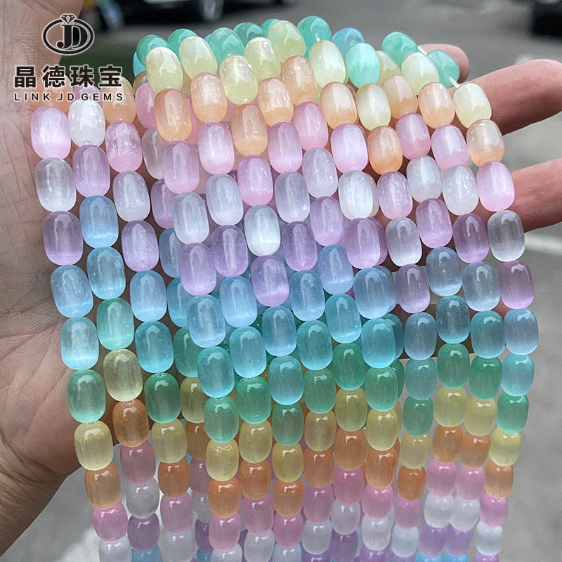 Optimize colored gypsum stone barrel beads Colorful opal beads