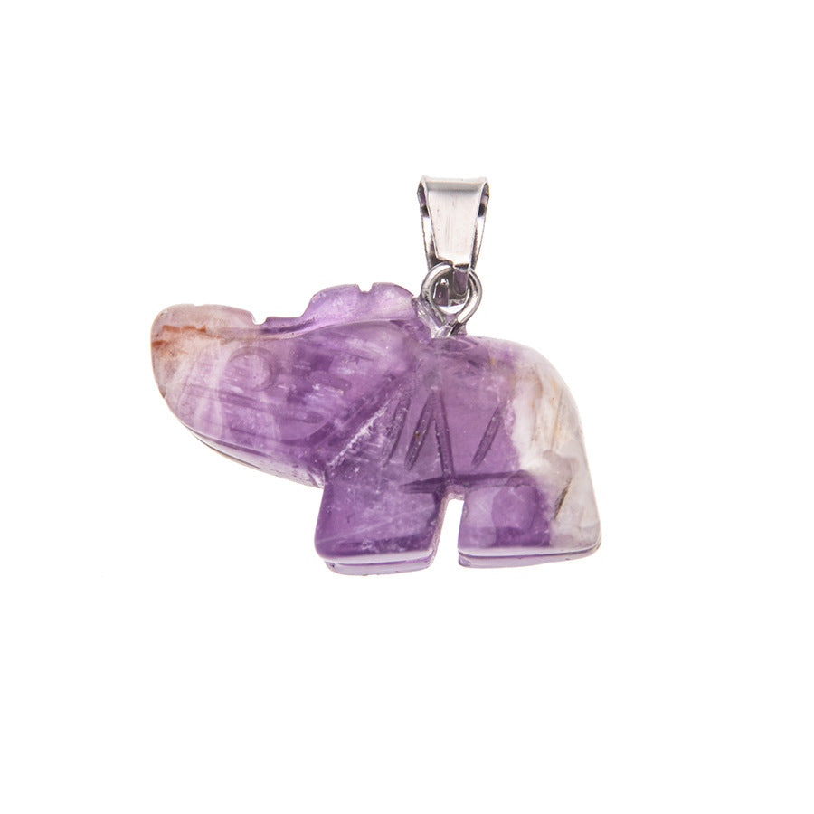 Crystal Animal Carved Elephant Pendant