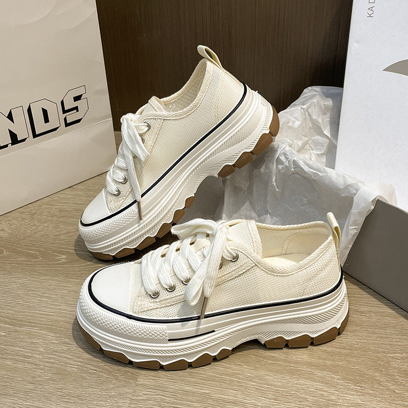 Thick-soled white shoes, breathable casual sports shoes