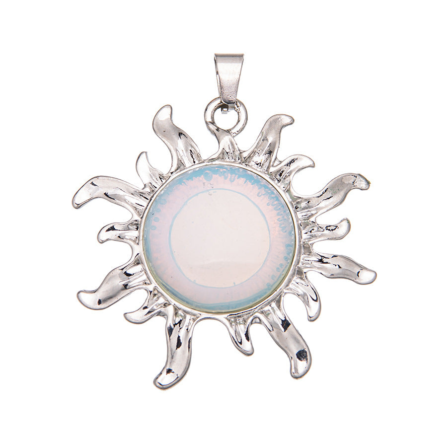 Sunflower alloy round ring inlaid crystal pendant