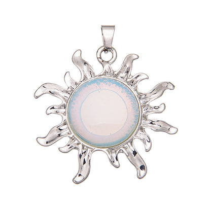 Sunflower alloy round ring inlaid crystal pendant