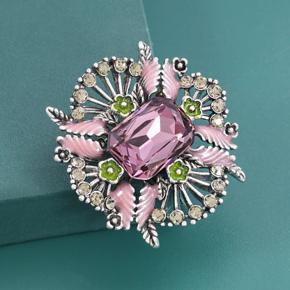 Elegant Diamond Flower Brooch