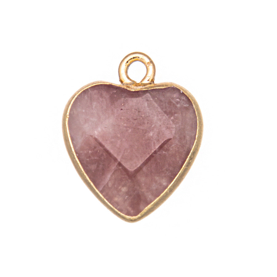 Natural Stone Crystal Faceted Heart Pendant Necklace