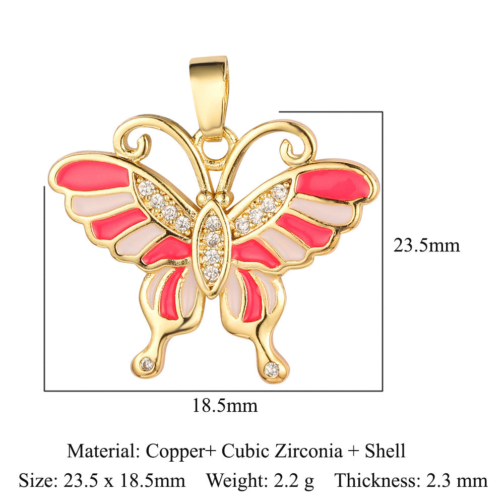 Copper zircon butterfly deer crystal pendant