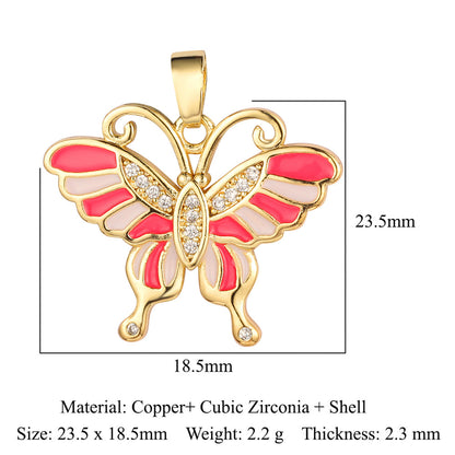 Copper zircon butterfly deer crystal pendant