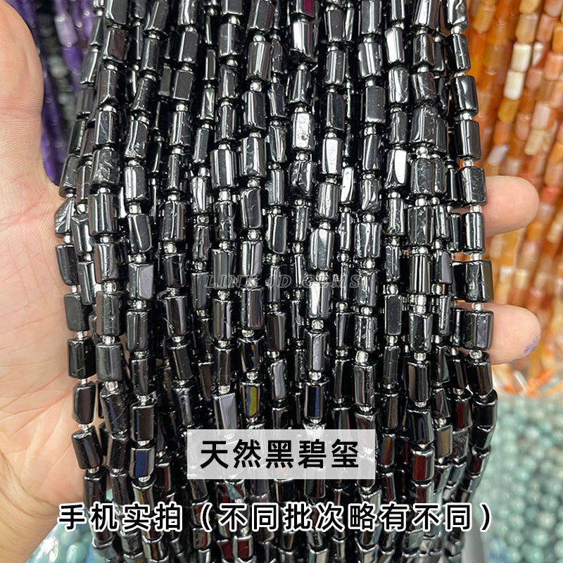 Natural stone crystal cut round tube beads loose beads