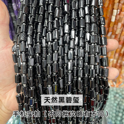 Natural stone crystal cut round tube beads loose beads