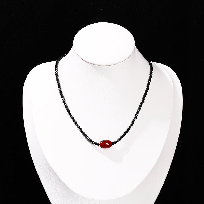 Faceted natural black spinel necklace