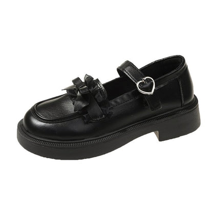 Round-toed British platform Mary Jane shoes