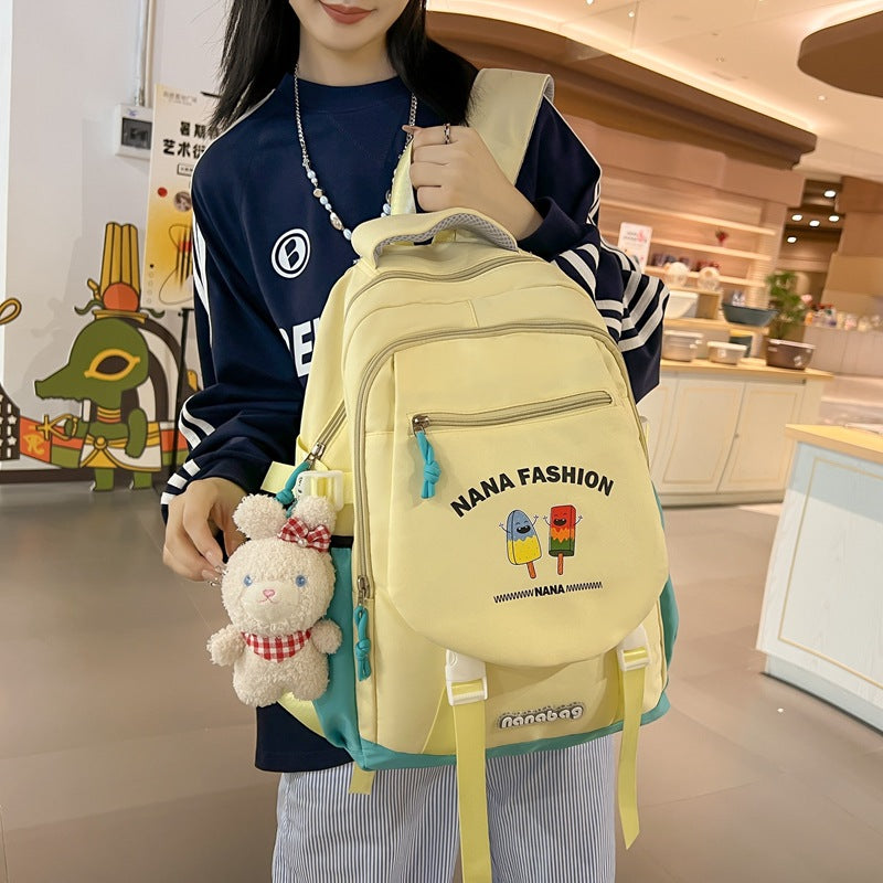 Cute contrast color fashion backpack with large capacity