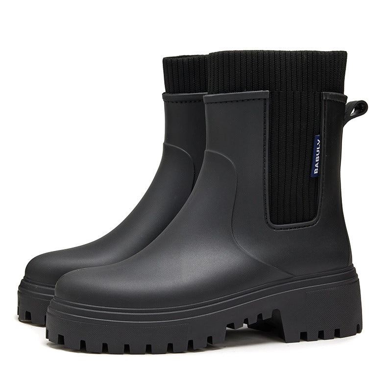 Versatile waterproof shoes platform rain boots