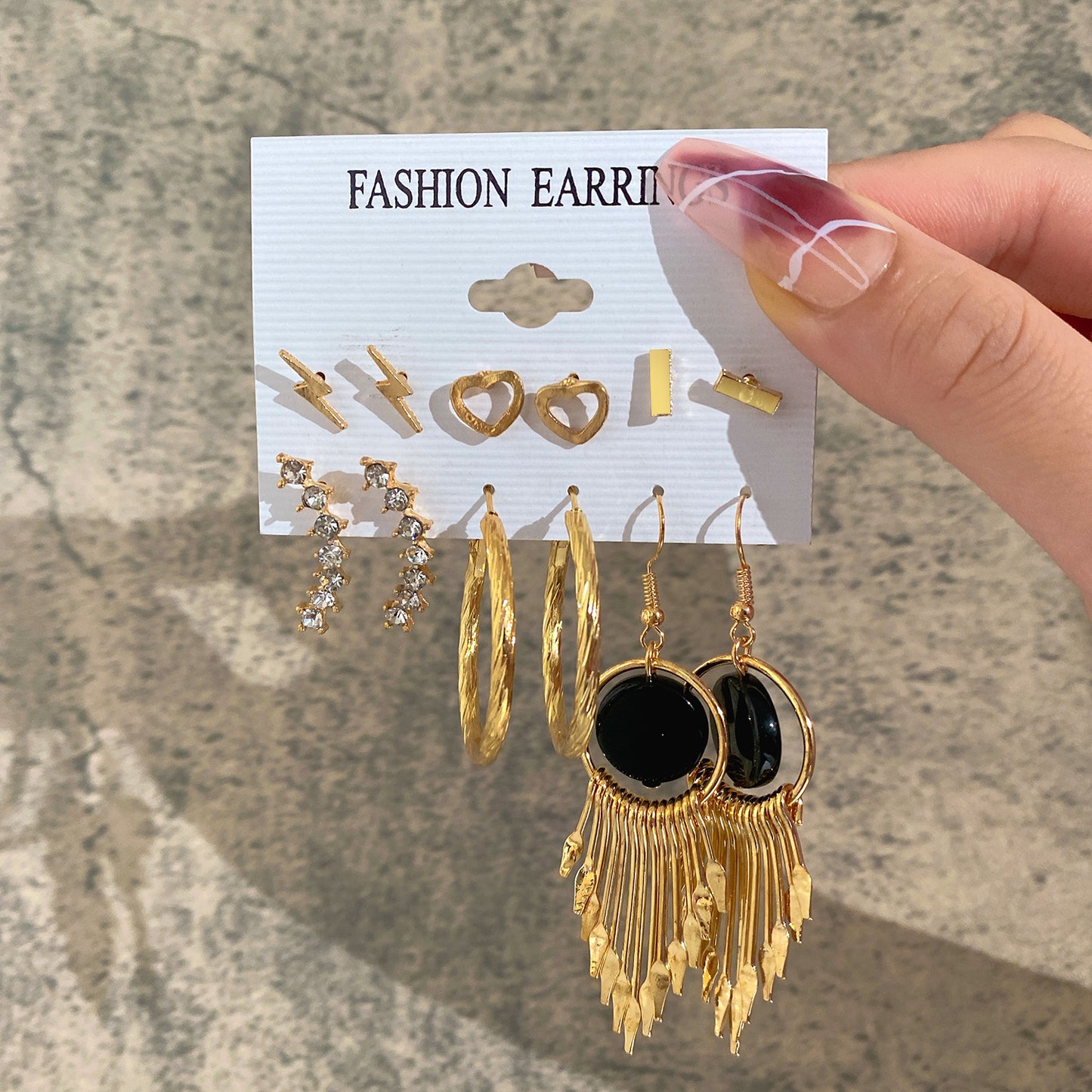 6 new personality moon punk gold earrings