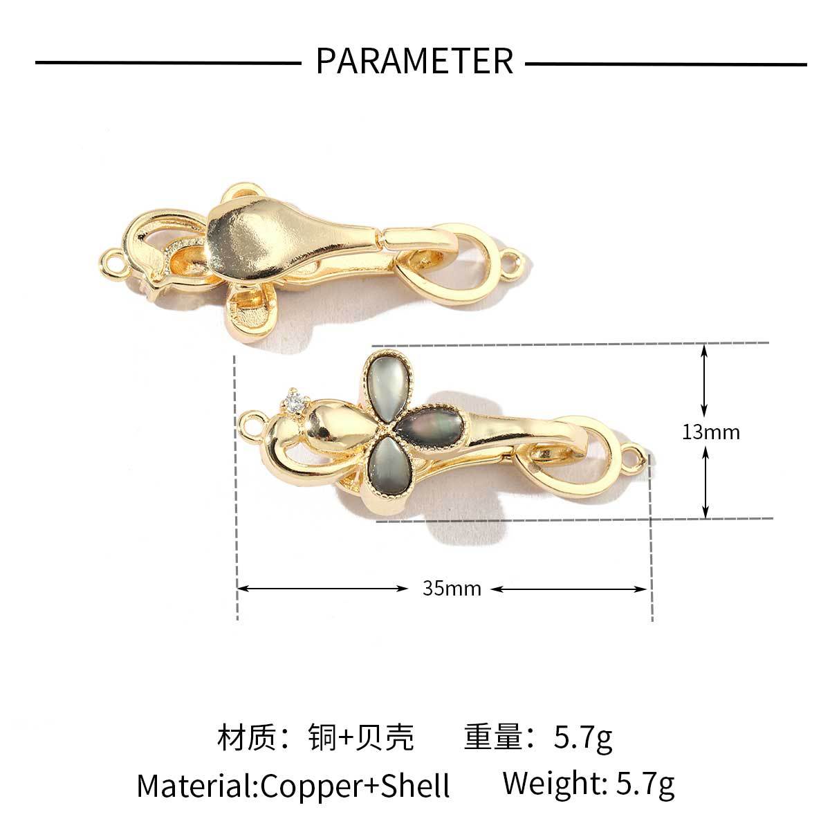 Flower shell copper zircon removable universal buckle