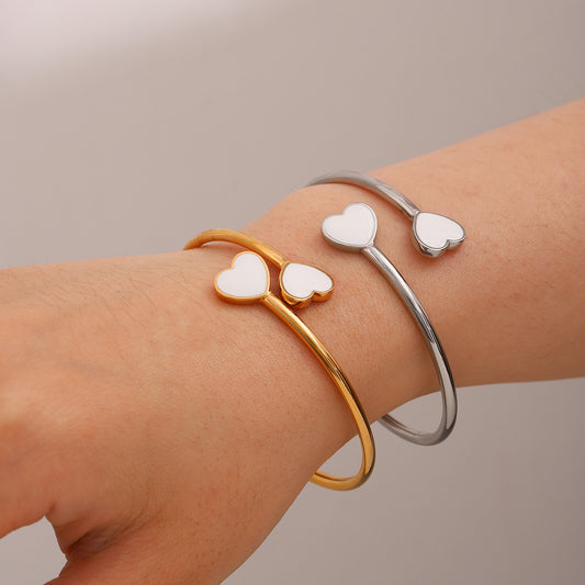 Open Heart White Oil Drop Bracelet