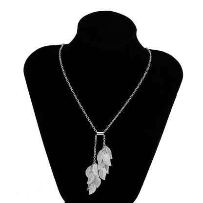 Leaf Metal Pendant Necklace Female