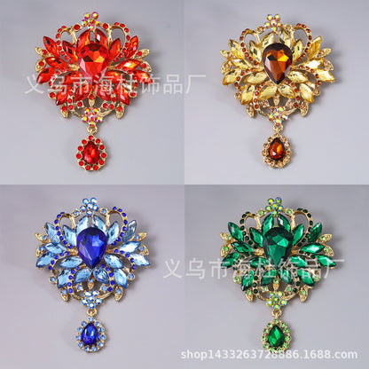 Alloy Crystal Glass Water Drop Brooch