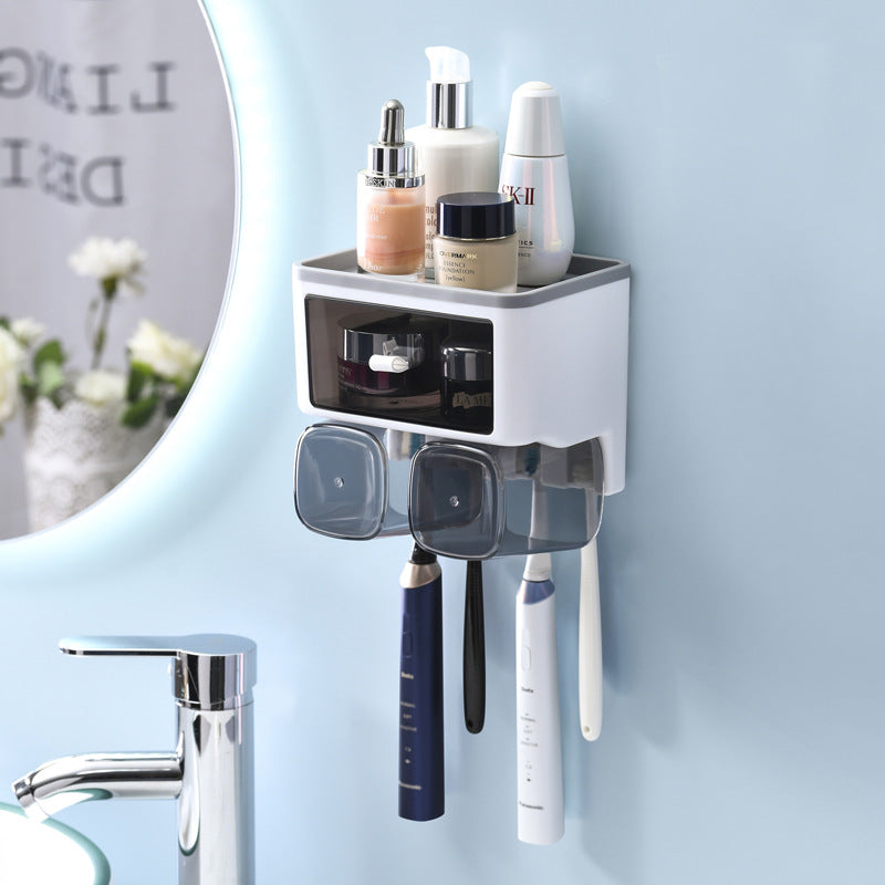 No-Drill Toothbrush Holder Mouthwash Cup