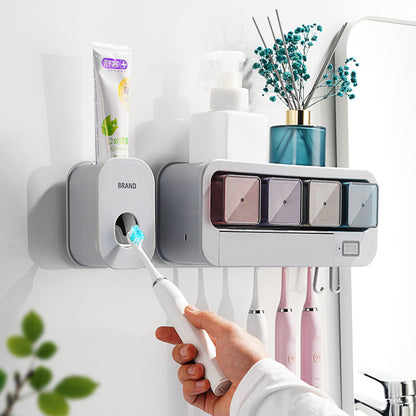 Dual-Sanitizer Toothbrush Holder Wall-Mounted