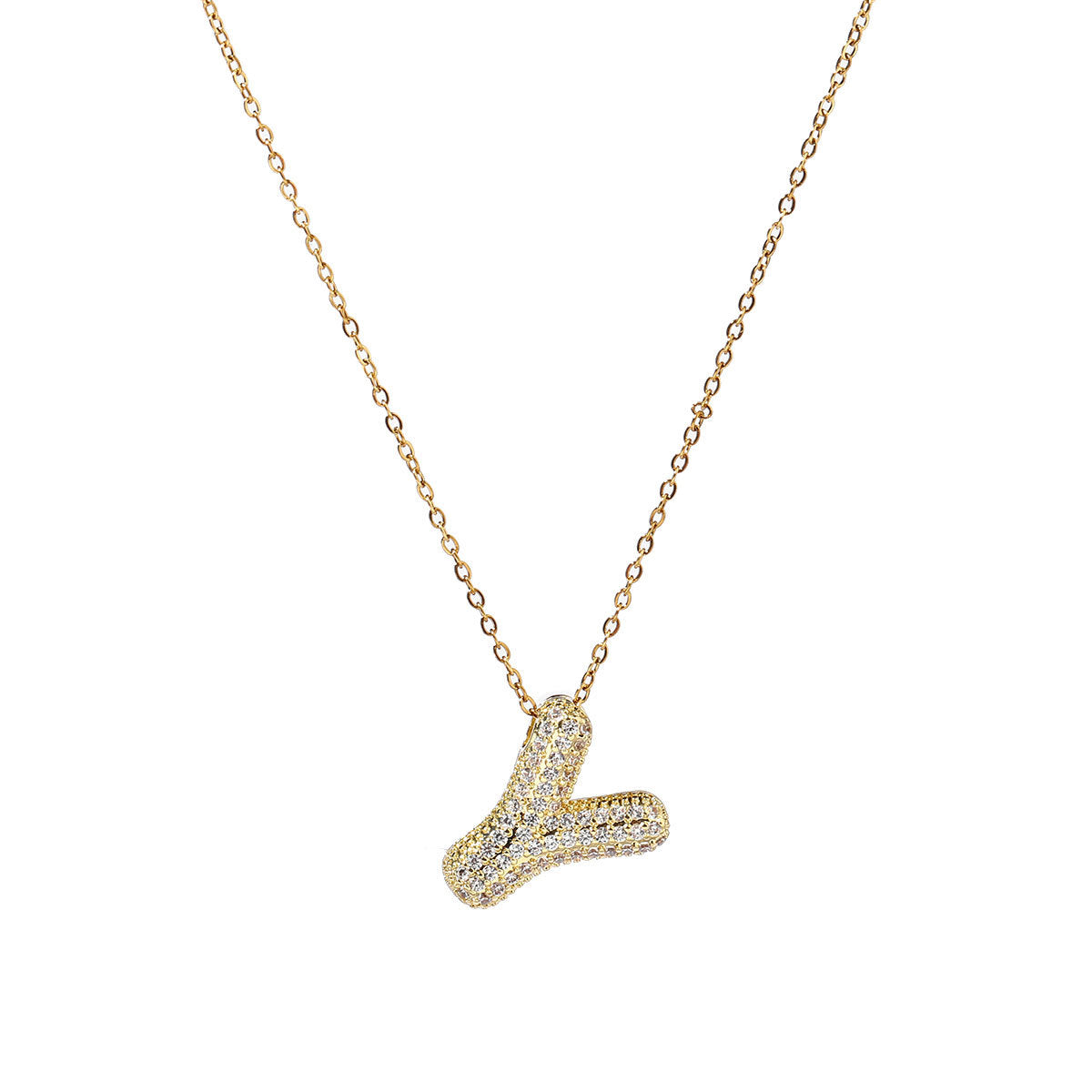 fashion A-Z Copper Zircon Letter Necklace Pendant