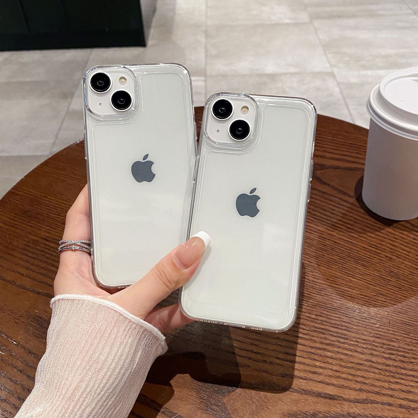 Funda transparente con orificio grande para iPhone 15 Pro Xs Max, funda blanda a prueba de golpes 