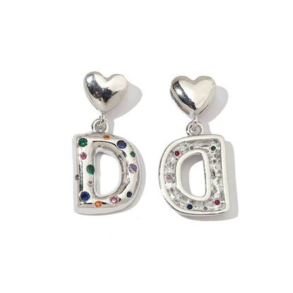 Zircon silver letter necklace pendant 26 letters