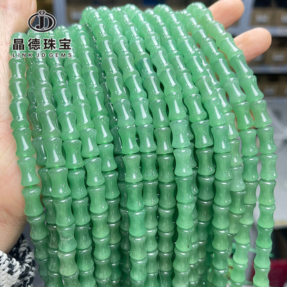 12 * 8Mm natural green Dongling jade bamboo beads loose beads