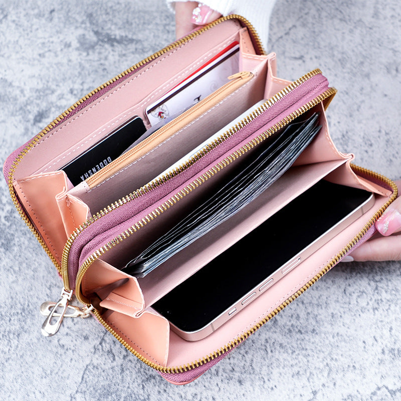 Mobile phone bag double zipper wallet