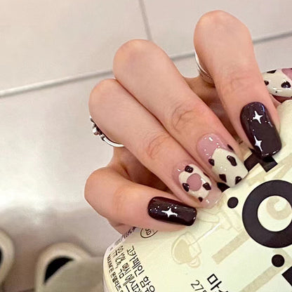 Chocolate Donut Autumn Winter Fake Nails