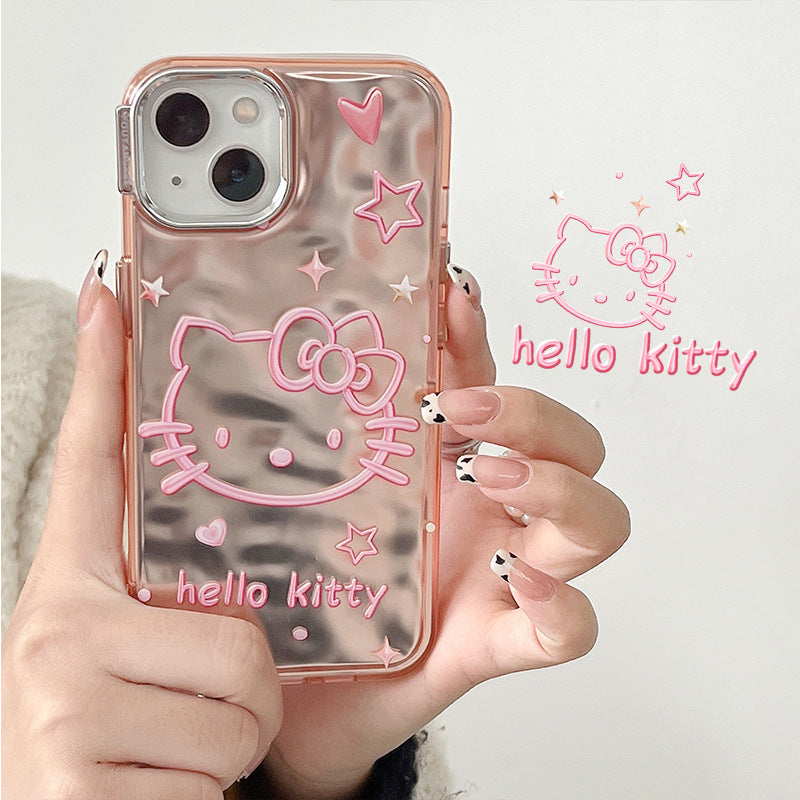 IMD Wrinkle Case iPhone15 Pro 12 11 Cute Hello Kitty Animal Cover