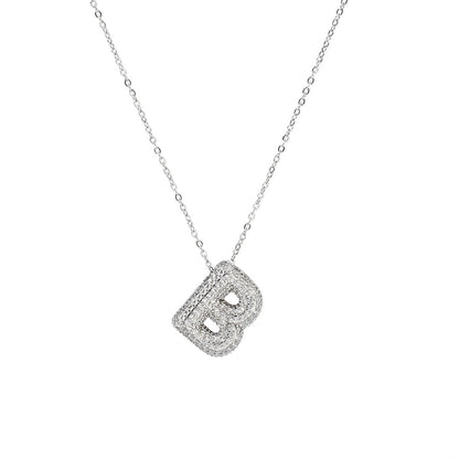 A-Z Copper Zircon Letter Necklace Pendant