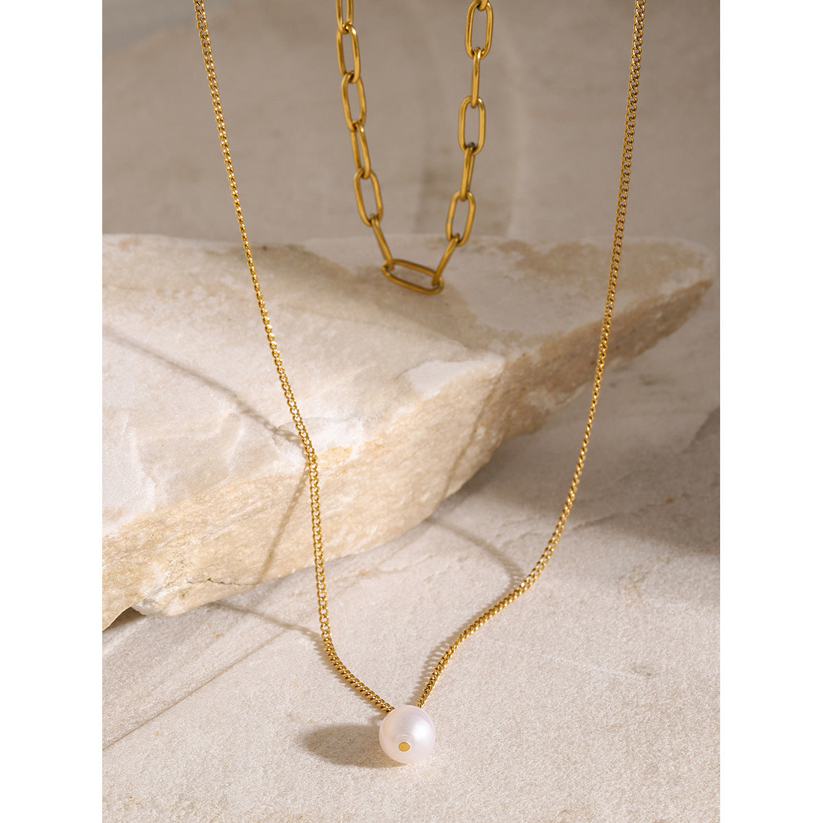 Pearl Double Layer Long Necklace