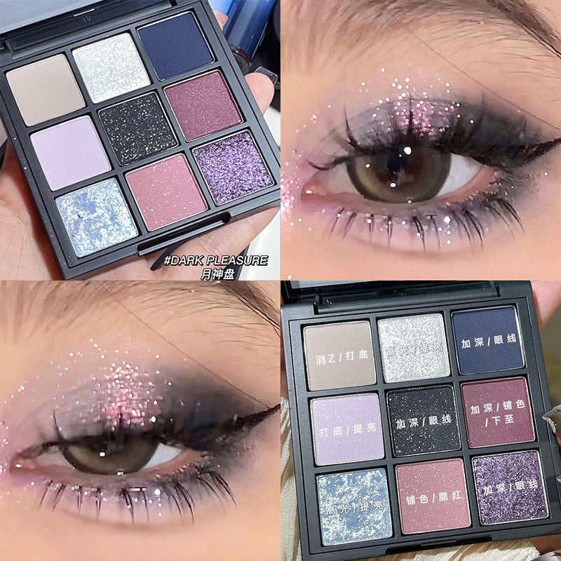 Paleta de sombras de ojos acrílicas transparentes de nueve colores 