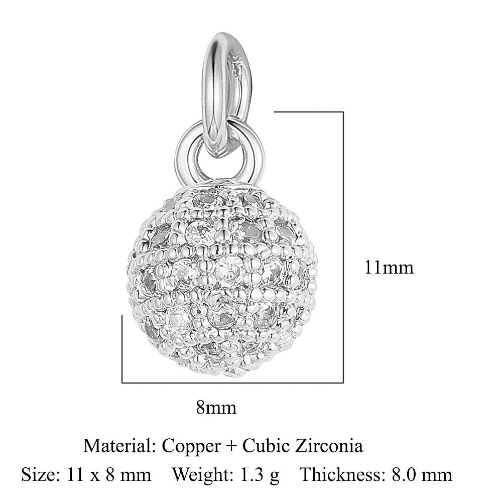 Copper zircon pendant, round ball beetle DIY.