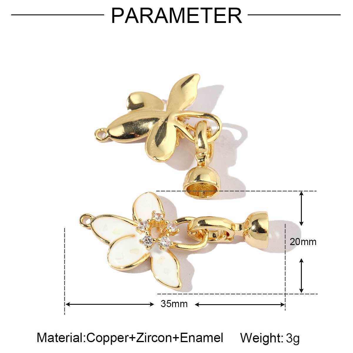 18K gold-coated butterfly copper zircon detachable connecting buckle