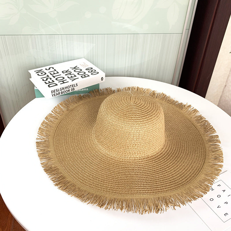 Sombrero de paja de ala ancha con protección UV para el verano Nuevo sombrero para el sol 