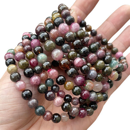 6-8Mm natural color tourmaline single ring bracelet