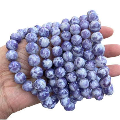 7A Natural Milk Cover Purple Jade Crystal Bracelet