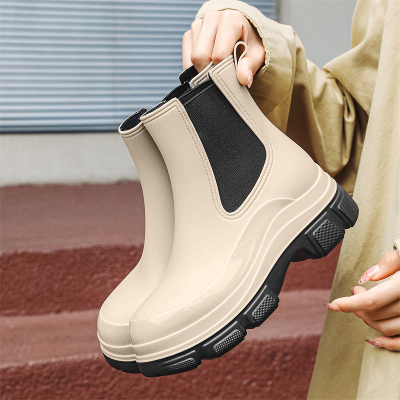 Rain boots thick-soled wear-resistant elastic band