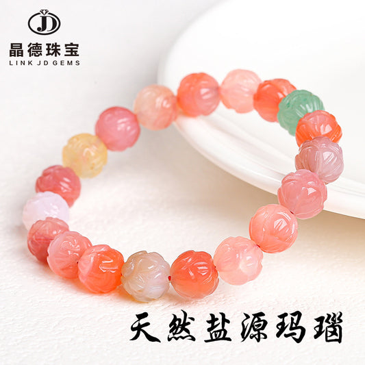 Yanyuan agate lotus bead bracelet.