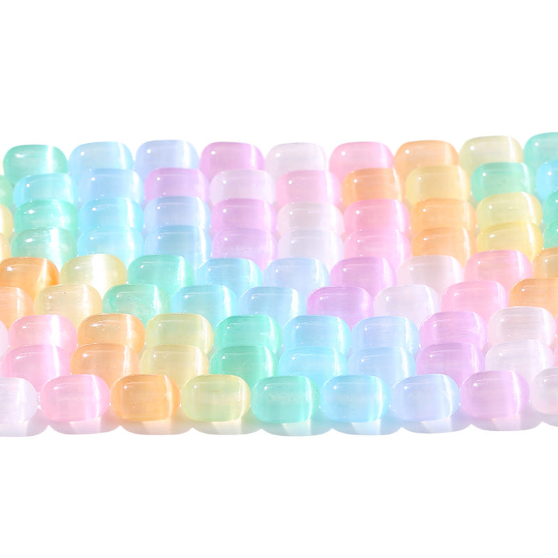 Optimize colored gypsum stone barrel beads Colorful opal beads