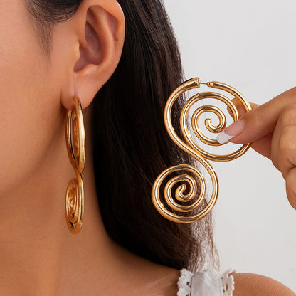 Alloy Wave Textured Earrings for Women