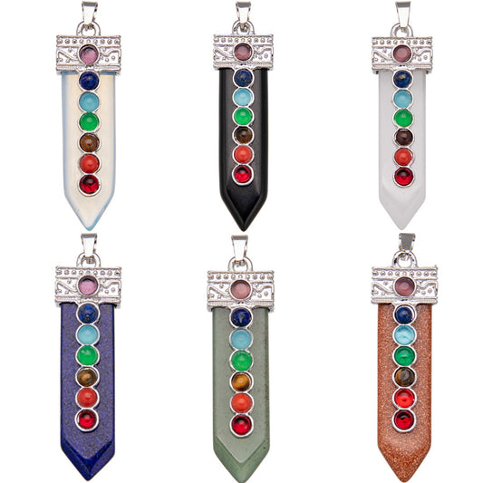 Sword Shape Seven Veins Colorful Crystal Pendant