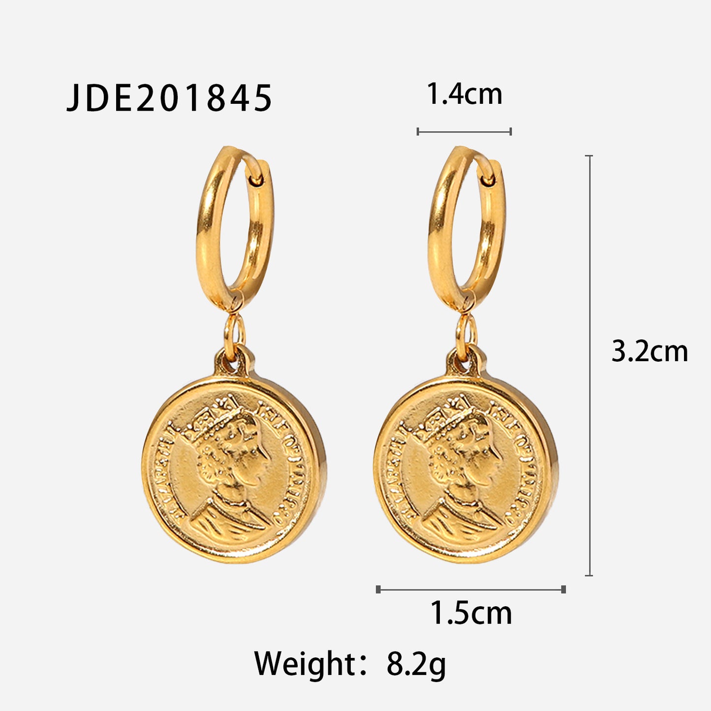 Queen's Head Coin Drop Earrings