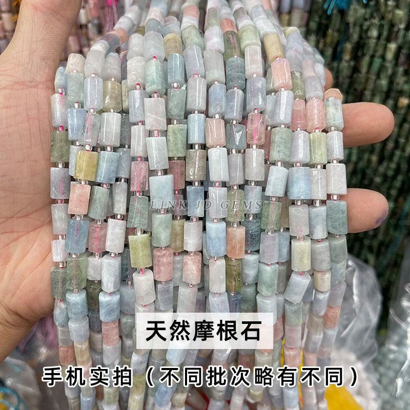 Natural stone crystal cut round tube beads loose beads